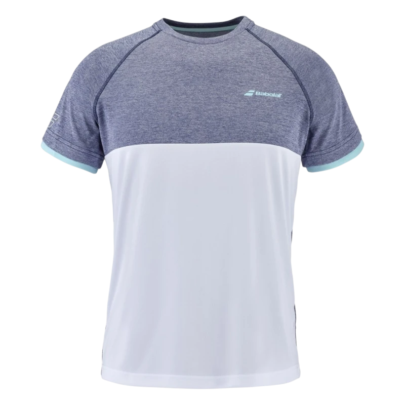 BABOLAT PLAY CREW NECK TEE MEN WHITE/BLUE HTHR